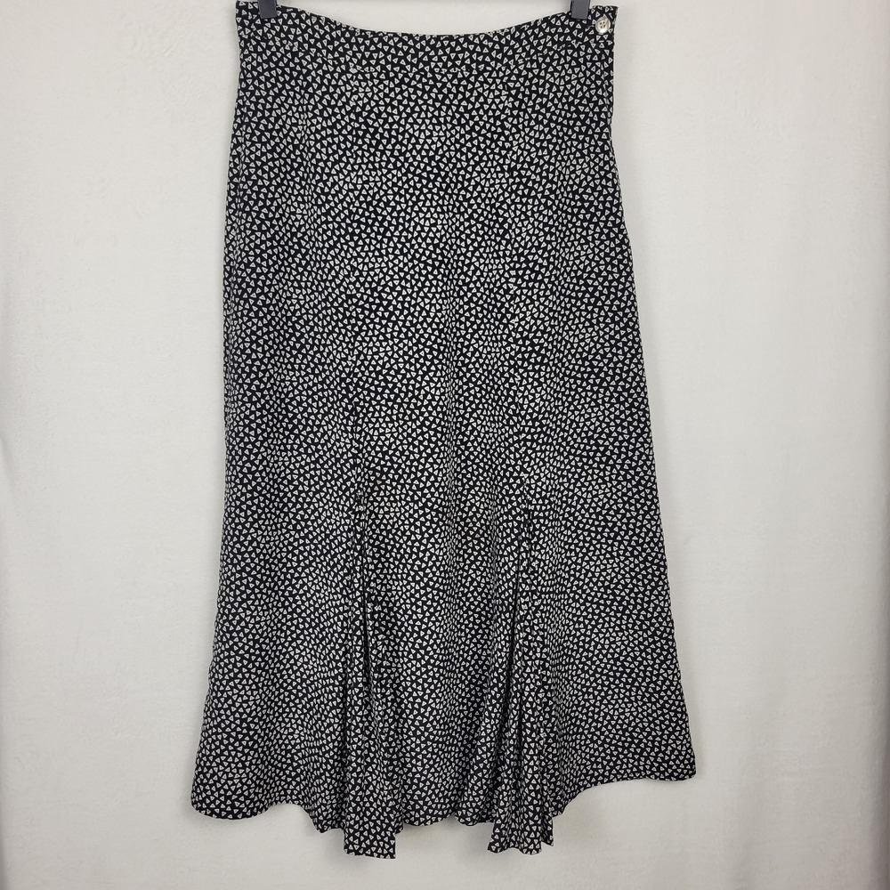 Vintage 90s Peters & Ashley Black White Geometric Triangle Midi Skirt Size 10